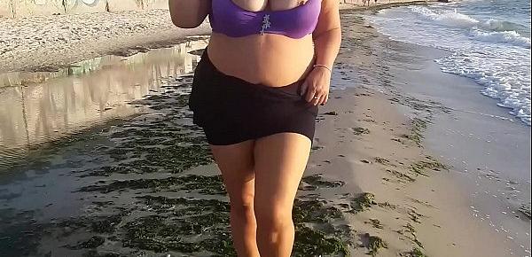  Hot milf masturbation on beach. So horny outside